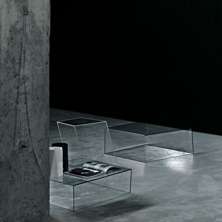 Table basse Wireframe verre noir transparent / 75 x 87 cm - Piero Lissoni, 2011 - Glas Italia