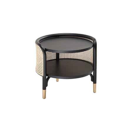 Table d'appoint Mos fibre végétale bois noir beige / 50 x 47 cm - Cannage & bois - Wiener GTV Design
