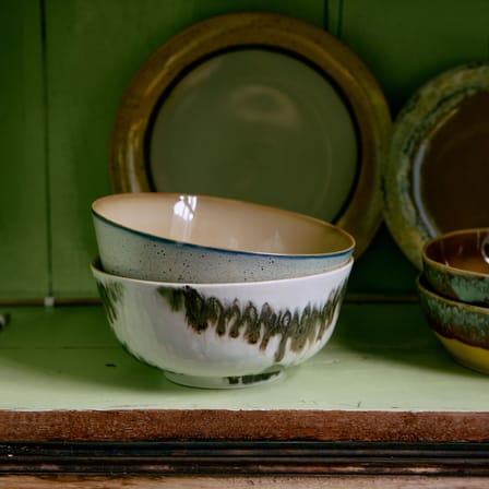 Bol 70s ceramics céramique multicolore / Set de 2 - Ø 19 x H 8,5 cm - HK LIVING