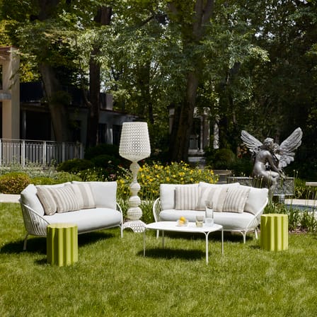 Canapé de jardin 2 places HiRay métal tissu blanc / L 162 cm - Coussins INCLUS - Kartell