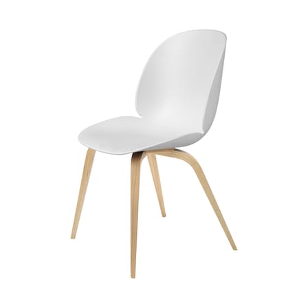 Chaise Beetle plastique blanc / Pieds chêne - Gubi