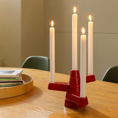Chandelier Brute céramique rouge / H 17 cm - 4 bougies - & klevering