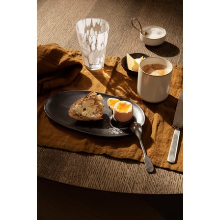Flow Plate ceramic black / With built-in egg cup - 23 x 14 cm - Ferm Living