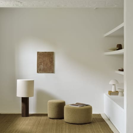 Pouf Barrow tissu jaune / Ø 60 cm - Ethnicraft