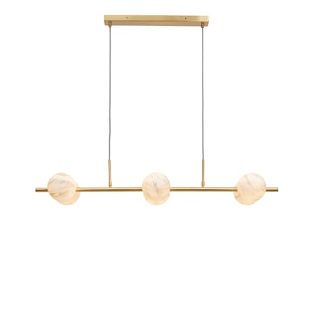 Suspension Carrara métal blanc or / 6 globes - Verre effet marbre / L 105 x H 20 cm / Seconde vie - It's about Romi