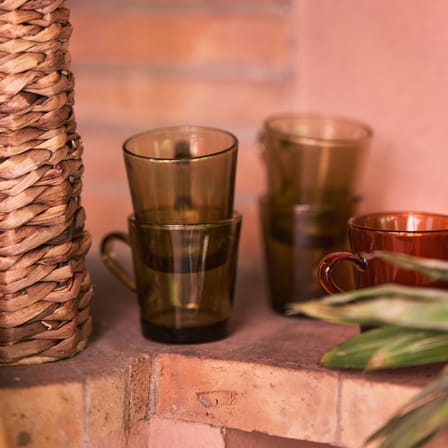 Tasse à café 70s glassware verre vert / Set de 4 - 23 cl - HK LIVING