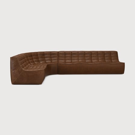 Canapé d'angle N701 cuir marron / Module d'angle arrondi 90° - L 120 cm - Ethnicraft