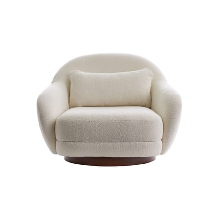 Fauteuil pivotant Bozzolo tissu blanc / Grand modèle - L 110 cm / Laine bouclette - Maison Sarah Lavoine
