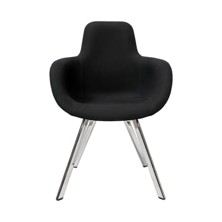 Fauteuil rembourré Scoop tissu noir / Dossier haut - Pieds métal - Tom Dixon