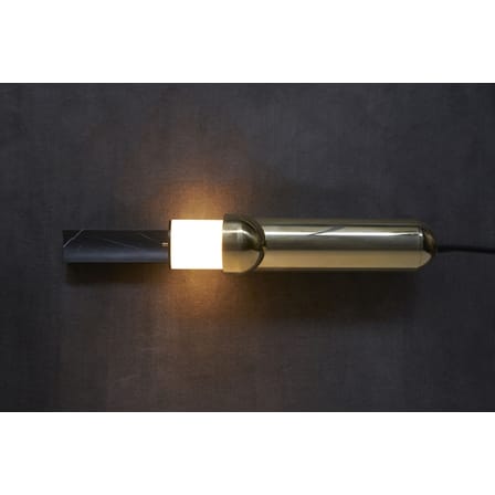 Lampada da tavolo ISP metallo pietra nero oro / LED - Marmo & Ottone - L 52 cm - DCW éditions