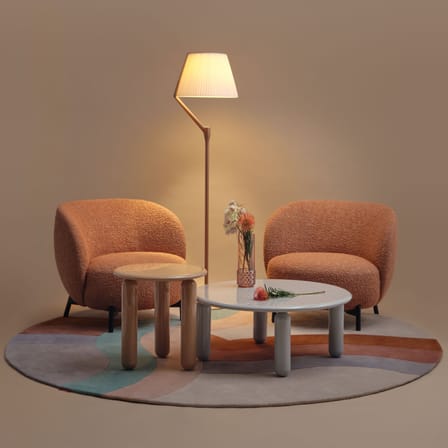 Lampadaire Angelo Stone LED  / H 173 cm - Tissu plisssé - Kartell