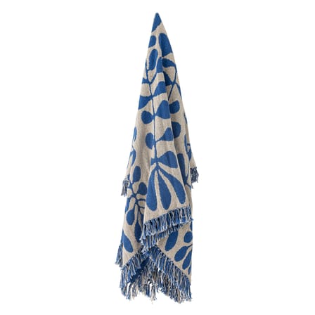 Plaid Nevine tissu bleu / 160 x 130 cm - Coton recyclé - Bloomingville