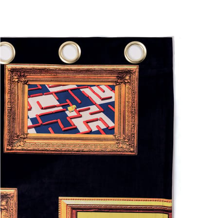 Rideau Toiletpaper - Frames tissu noir / 140 x 280 cm - Seletti