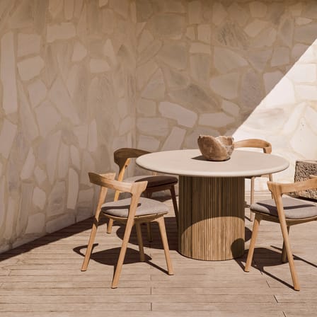 Table ronde Roller Max Outdoor pierre gris / Ø 125 cm - Béton & teck recyclé - Ethnicraft