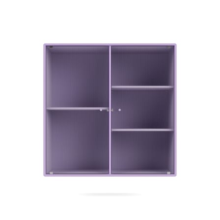 Rangement mural Ripple II bois violet / Vitrine - L 69.6 x P 30 x H 69,6 cm / Verre ondulé - MONTANA