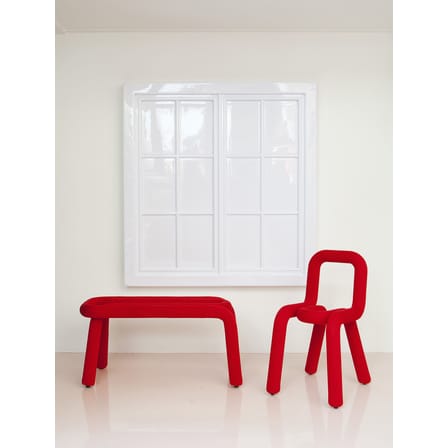 Banc rembourré Bold tissu rouge / L 100 cm - Moustache