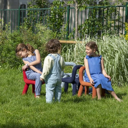 Chaise enfant Mini Bold tissu vert / Rembourrée - Moustache