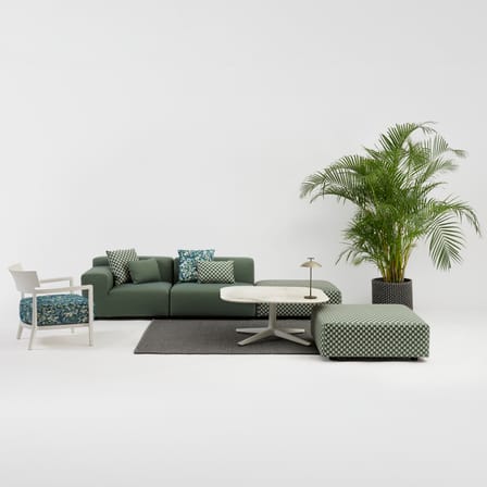 Pouf d'extérieur Plastics OUTDOOR x Liberty tissu vert / 88 x 88 x H 30 cm - Kartell