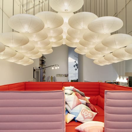 Suspension Akari 21A papier beige /Isamu Noguchi, 1951 - Ø 65 x H 28 cm - Vitra