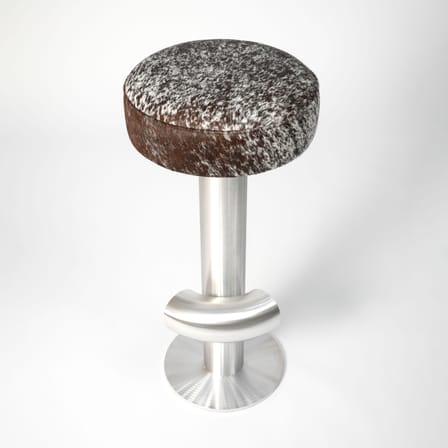 Tabouret de bar rembourré Bar / H 75 cm - Peau de vache - Axel Chay