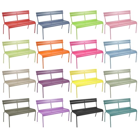 Banc avec dossier Luxembourg métal beige / 3 places - L 118 cm - Fermob