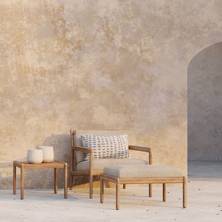 Pouf d'extérieur Jack Outdoor tissu bois beige / Teck  - 71 x 54 cm - Ethnicraft