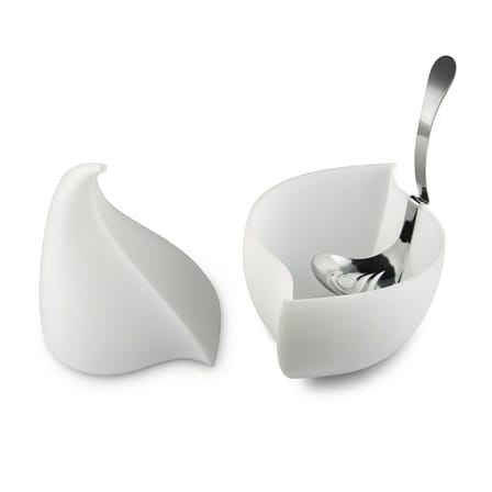 Service à mozzarella Nunziatella plastique blanc / Récipient fraîcheur + louche percée - Alessi