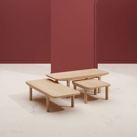 Table basse Camille bois naturel / 120 x 50 x H 29,5 cm - Hartô