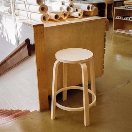 Tabouret haut 64 bois naturel / H 65 cm - Alvar Aalto, 1935 - ARTEK