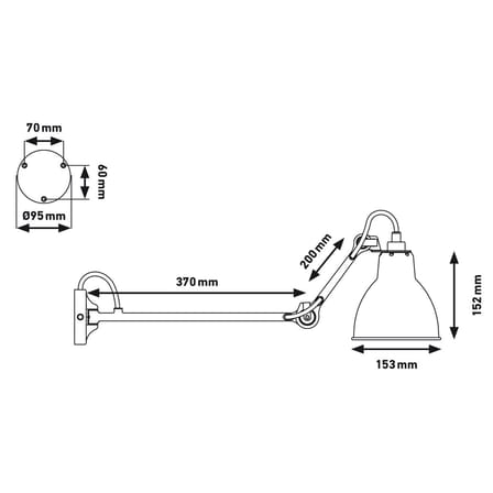 Applique N°204 L40 métal noir / Lampe Gras - DCW éditions