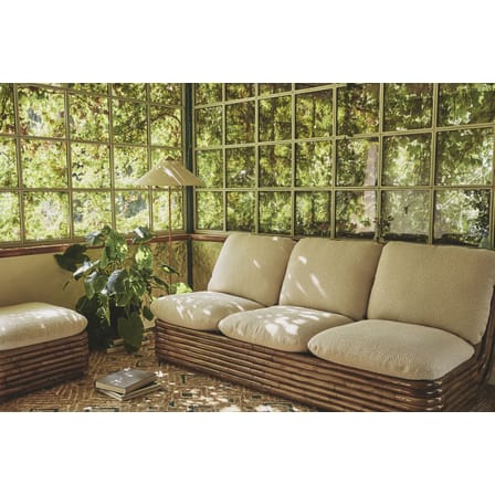 Canapé droit Bohemian ‘72 tissu fibre végétale blanc beige / Réédition 1972 - 3 places / L 210 cm - Rotin - Gubi