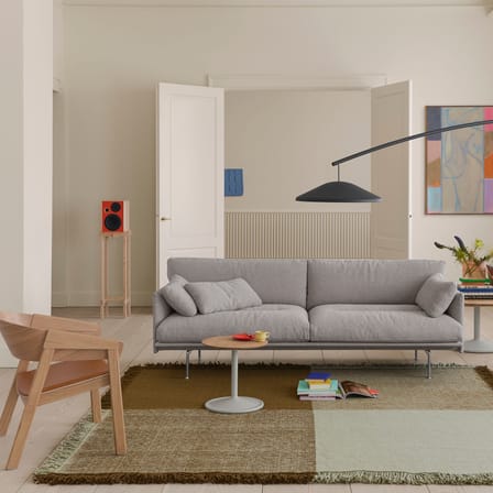 Canapé droit Outline Soft tissu gris / 3 places - L 220 cm - Muuto