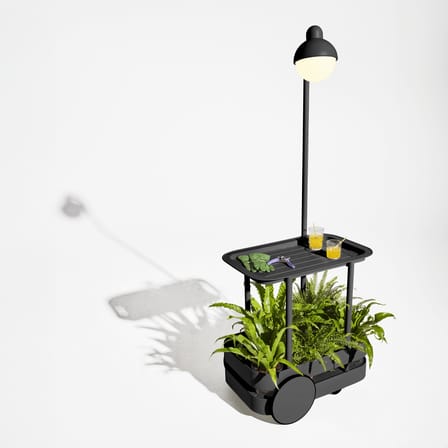 Carrello/tavolo d'appoggio Jolly Trolley metallo grigio / Lampada senza fili con Ricarica USB - 78 x 55 x H 200 cm - Fatboy