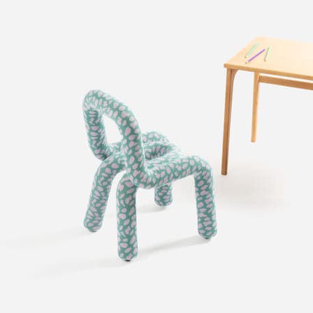 Sedia per bambino Mini Bold tessuto verde / Imbottita - Moustache