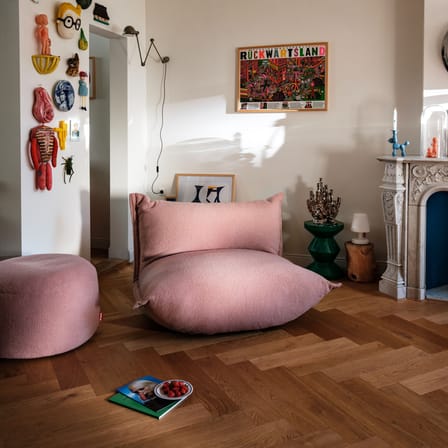 Sitzkissen Point Large Sherpa textil rosa / Ø 70 cm - Stoff Sherpa (Kunstpelz) - Fatboy