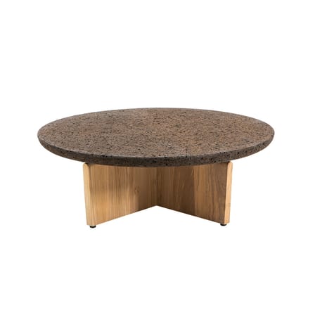Table basse Cross liège & plateau verre  / Ø 100 x H 33 cm - Ethimo