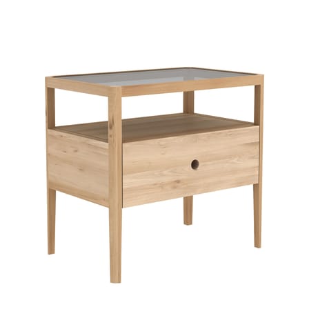 Table de chevet chêne artisanal 44x45x60 cm bois d'ingénierie