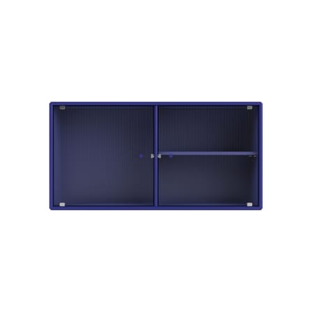 Rangement mural Ripple I bois bleu / Vitrine - L 69,6 x P 20 x H 35,4 cm / Verre ondulé - MONTANA