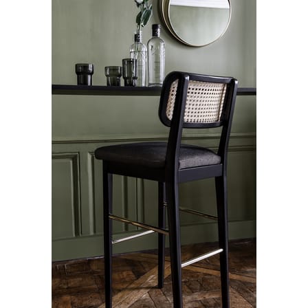 Chaise de bar rembourrée Cannage cuir noir / H 65 cm - RED Edition