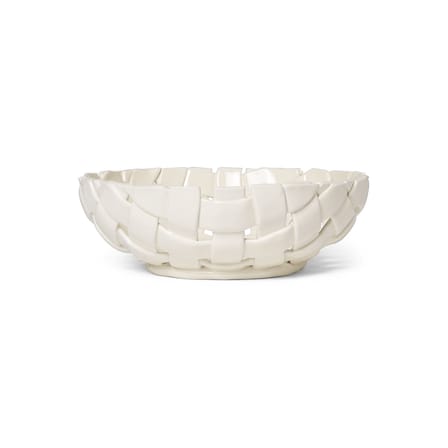 Corbeille Plait céramique blanc / Coupe à fruits - Tressé main / Ø 30 cm - Ferm Living