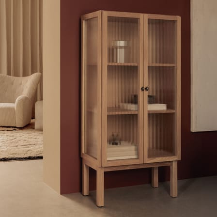 Curiosity Low Dresser natural wood / W 70.5 x H 143 cm - Fluted glass - Audo Copenhagen