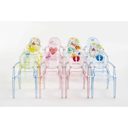 Fauteuil enfant Lou Lou Ghost plastique multicolore transparent / Dossier décoré - Kartell