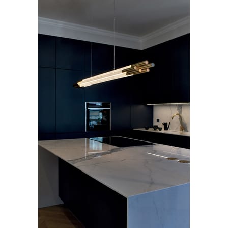 Suspension ORG Horizontal Medium verre blanc / LED - L 160 cm - DCW éditions