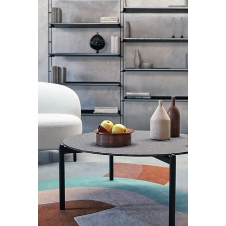 Table basse Undique céramique noir / Ø 91 x H 37 cm - Grès effet terrazzo / Seconde vie - Kartell