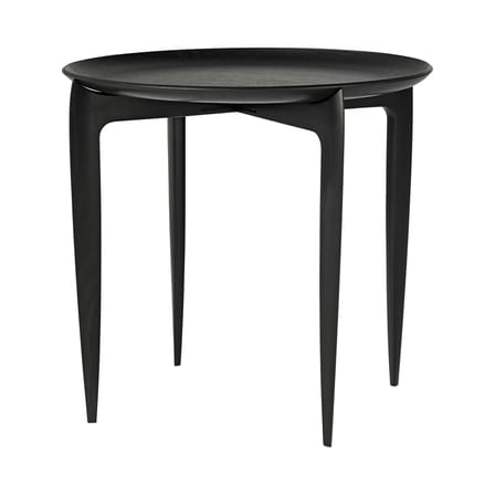 Table d'appoint Tray Small bois noir / Réédition 1958 - Plateau amovible Ø 45 cm - Fritz Hansen