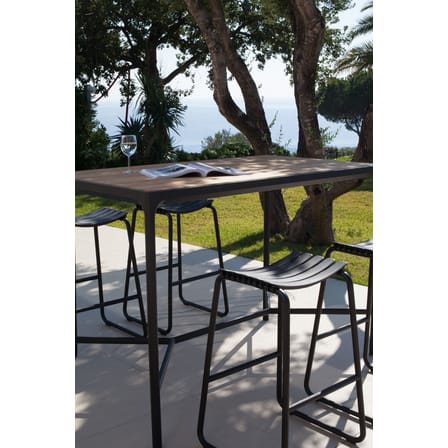 Table haute Four métal noir bois naturel / L 160 x H 111 cm - Houe