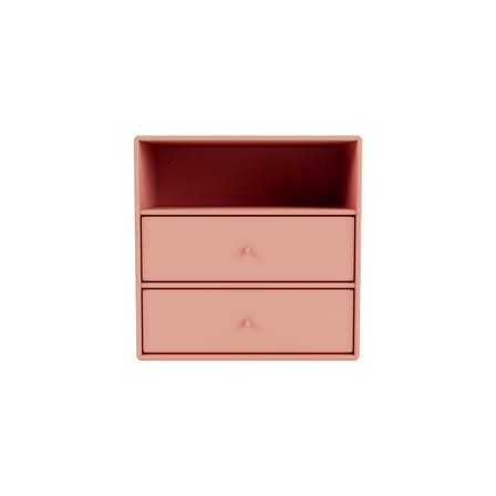 Rangement mural Montana Mini 1006 bois rose / 2 tiroirs + 1 compartiment - 35 x 35 x P 25 cm / Seconde vie - MONTANA