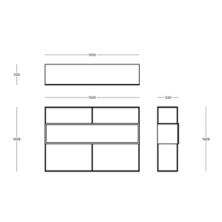 Buffet Tristano métal noir / Avec éclairage LED - L 150 x H 103 cm - Zeus