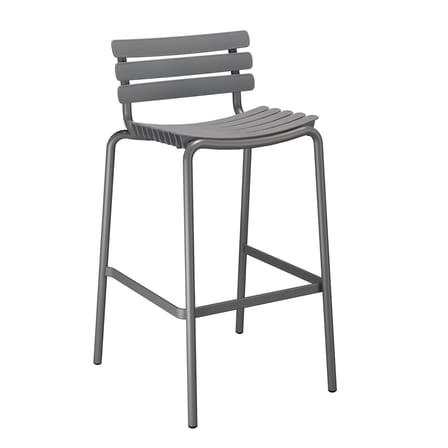 Chaise de bar ReCLIPS plastique gris / H 76 cm - Plastique recyclé - Houe
