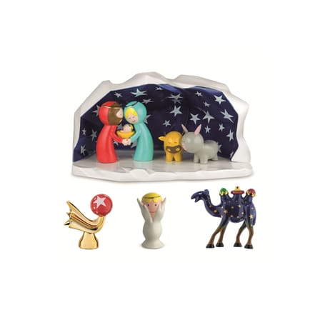 Crèche Happy Eternity Baby céramique multicolore / Avec 8 personnages - Peint main - Alessi